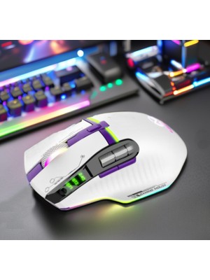 Gaman Beyaz Şarjlı Bt+2.4ghz 12000DPI Ultra Hafif Şarjlı Kablosuz Oyuncu Mouse Oyuncu Faresi GWH-101