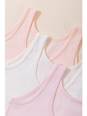 Baykar Kız Çocuk Pamuklu Kalın Askılı Renkli Baskılı Klasik Atlet 3'lü Paket 4710 Renkli