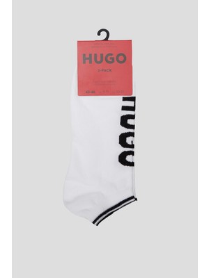 Hugo Erkek %100 Pamuk Dokuma Kumaş Marka Logolu Beyaz Çorap 50468111-100