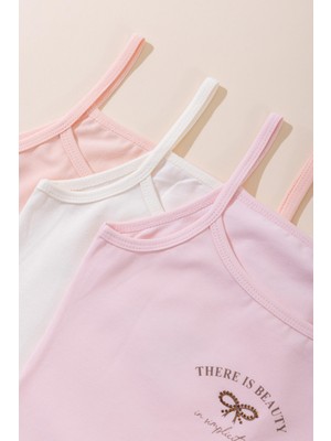 Baykar Kız Çocuk Pamuklu Ince Ip Askılı Renkli Baskılı Klasik Atlet 3lü Paket 4716 Renkli