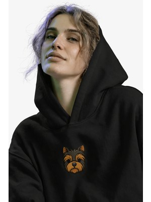 Muhtar Store Yorkshire Terrier Figürlü Siyah Unisex Kapüşonlu Sweatshirt – Dtf Baskı