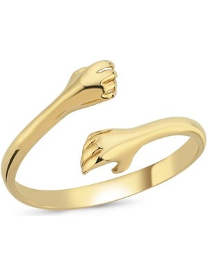 Zümrüt Sarraf 14 Ayar Altın Sarılan Eller Modeli Yüzük