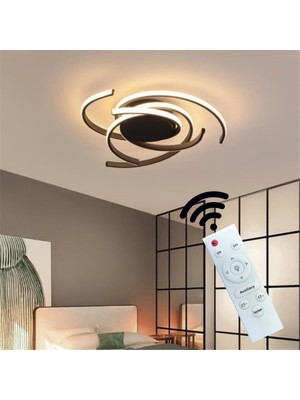 Hevsel Antrasit Gövde, Kumandalı ve 3 Renk Işık, Sarmal Plafonyer Led Avize