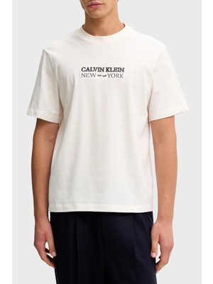 Calvin Klein Pamuklu Regular Fit Logolu Bisiklet Yaka T Shirt LV04RE833GYBH Erkek T Shirt LV04RE833G Ybh