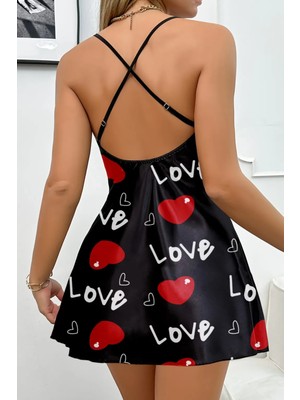 D Lingerie Noire Love Satin Mini Nigthligth Gecelik DM1325