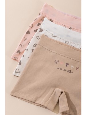 Baykar Kız Çocuk Pamuklu Renkli Baskılı Likralı Boxer Şort 3'lü PAKET 5761 Renkli