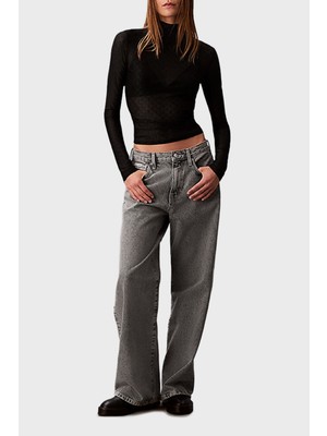 Calvin Klein Pamuklu Wide Leg Yüksek Bel Bol Paça Jeans LV047D834G0SL Bayan Kot Pantolon LV047D834G 0sl
