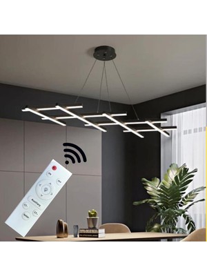 Hevsel Siyah Gövde, Kumandalı ve 3 Renk Işık, Dilim Sarkıt Led Avize