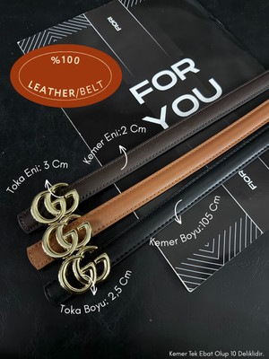 Fiori Hakiki Bombeli Deri Yazılı Kadın Kemeri, Pantolon Kemeri, Ceket Kemeri, Elbise Kemeri