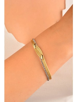 Fiore Dore Cebeci 14 Ayar Hasır Zincir Altın Bileklik