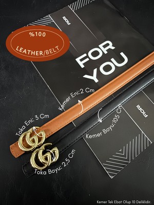 Fiori Hakiki Bombeli Deri Yazılı Kadın Kemeri, Pantolon Kemeri, Ceket Kemeri, Elbise Kemeri