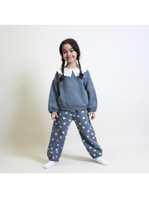 Ozzy Kids Kız Çocuk Yakalı Kalp Desenli Takım