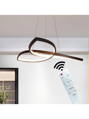 Hevsel Eskitme Gold Gövde, Kumandalı ve 3 Renk Işık, 3'lü Üçgen Sarkıt Led Avize