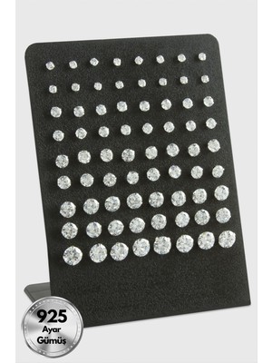 Datatek Tek Taş 925 Ayar Gümüş Küpe 72 Adet