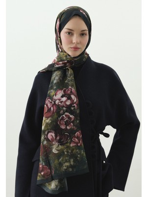 Fresh Madeleıne Desenli Pamuk Viskon Şal Derin Yeşil