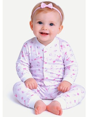 Ladora Tekstil %100 Pamuk Yumuşak Önden Çıtçıtlı Açılabilen Bebek Yatak Pijaması