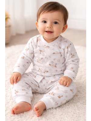 Ladora Tekstil %100 Pamuk Yumuşak Önden Çıtçıtlı Açılabilen Bebek Yatak Pijaması