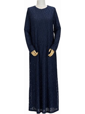 JOOQSTORE Dokulu Sim Detaylı Uzun Elbise