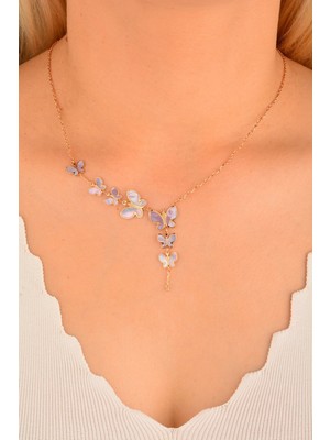 Orotalia Mor Kelebek Kolye