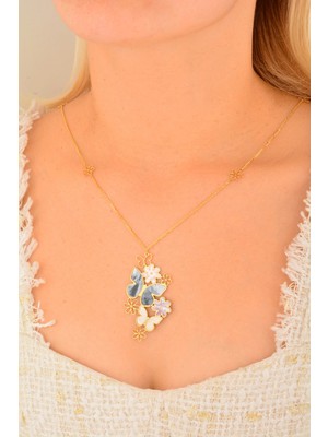 Orotalıa Renkli Kelebek ve Çiçek Kolye