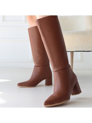 SEPET365 Roksa Taba Cilt Topuklu Çizme