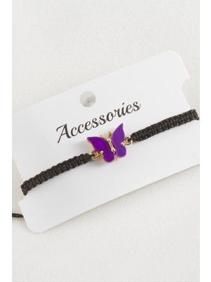 Datatek Kelebek Polyester Makrome Örgülü Bileklik