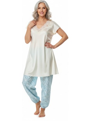 Ottoland Kadın Kışlık Kadın Anne Içlik Pijama Altı Çiçekli %100 Pamuk Içi Miflonlu Lastikli Rahat