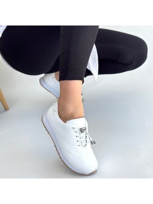 SEPET365 Finna Beyaz Cilt Bağcıklı Spor Ayakkabı