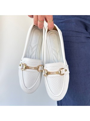 SEPET365 Rain Beyaz Cilt Babet Ayakkabı