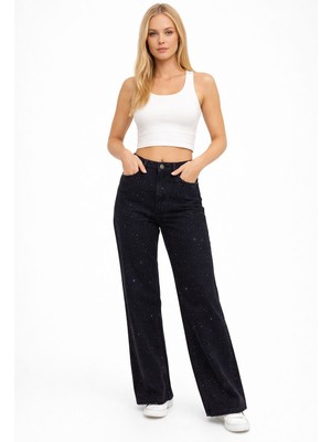 DAME ✨ Kadın Taş Detaylı Siyah Jean Pantolon ✨