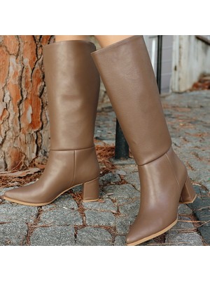 SEPET365 Roksa Vizon Cilt Topuklu Çizme