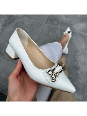 SEPET365 Jies Beyaz Topuklu Ayakkabı