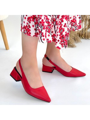 SEPET365 Morji Kırmızı Cilt Topuklu Ayakkabı