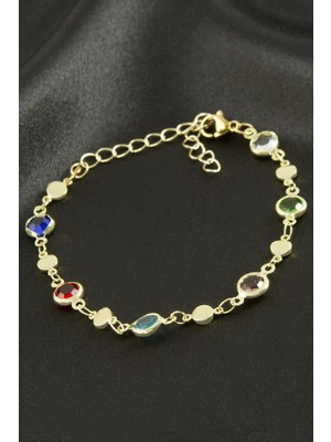 Datatek Yuvarlak Kristal Taşlı Çelik Bileklik