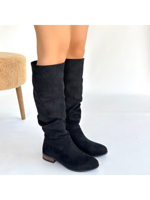 SEPET365 Winda Siyah Süet Körüklü Çizme