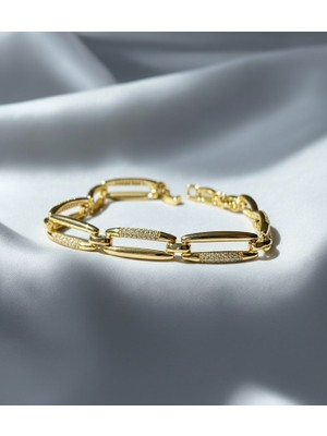 Hoolya Design Xuping Modern Tasarım Zirkon Taşlı Kuyumcu Serisi Premium Bileklik 17CM + 2cm Ayarlı