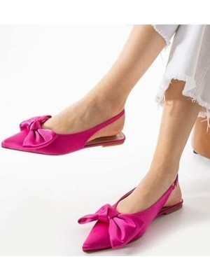 SEPET365 Cenya Fuşya Saten Babet Ayakkabı
