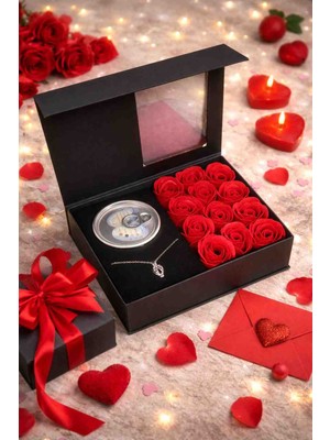 Lumera Accessory Istiridye Içinde Inci Kolyeli Kırmızı Sabun Gül Kutusu Sevgiliye Hediye Kadınlar Günü Hediyesi