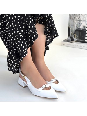 SEPET365 Rewat Beyaz Cilt Topuklu Ayakkabı