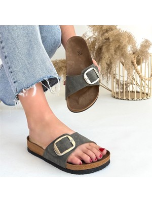 SEPET365 Zooy Yeşil Nubuk Terlik