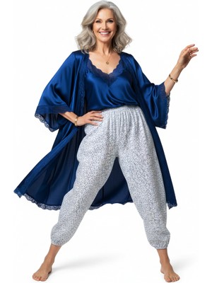 Ottoland Kadın Kışlık Kadın Anne Içlik Pijama Altı Çiçekli %100 Pamuk Içi Miflonlu Lastikli Rahat