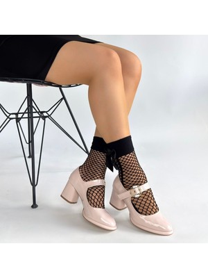 SEPET365 Weys Bej Rugan Topuklu Ayakkabı