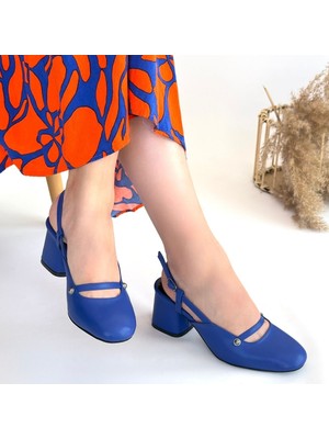 SEPET365 Jecci Mavi Cilt Topuklu Ayakkabı