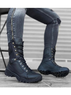 Beskar BA0605 Bağcıklı Siyah Cilt Askeri Postal Bot