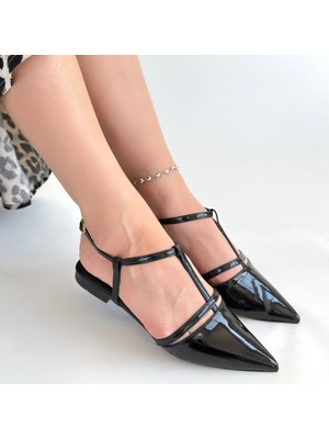 SEPET365 Canca Siyah Rugan Babet Ayakkabı