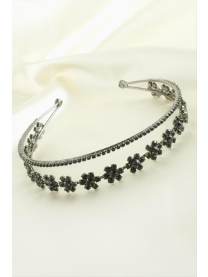 Datatek Çiçek Lüks Taşlı Gelin Tacı