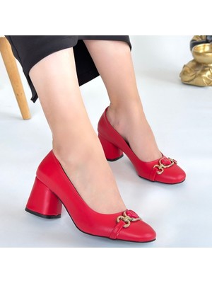 SEPET365 Lucky Kırmızı Cilt Topuklu Ayakkabı