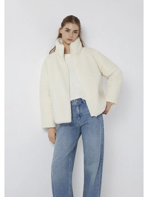 Mavi Dik Yaka Ekru Sherpa Kadın Ceket M1110818-80194