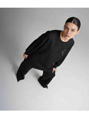 Karsel Kadın Ikili Takım Oversize Broş Detayli Sweatshirt Bol Paça Pantolon