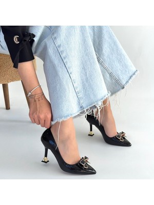 SEPET365 Coby Siyah Rugan Topuklu Ayakkabı